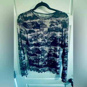 #54 sheer/see through cute long sleeve large stretchy shirt from contemporary